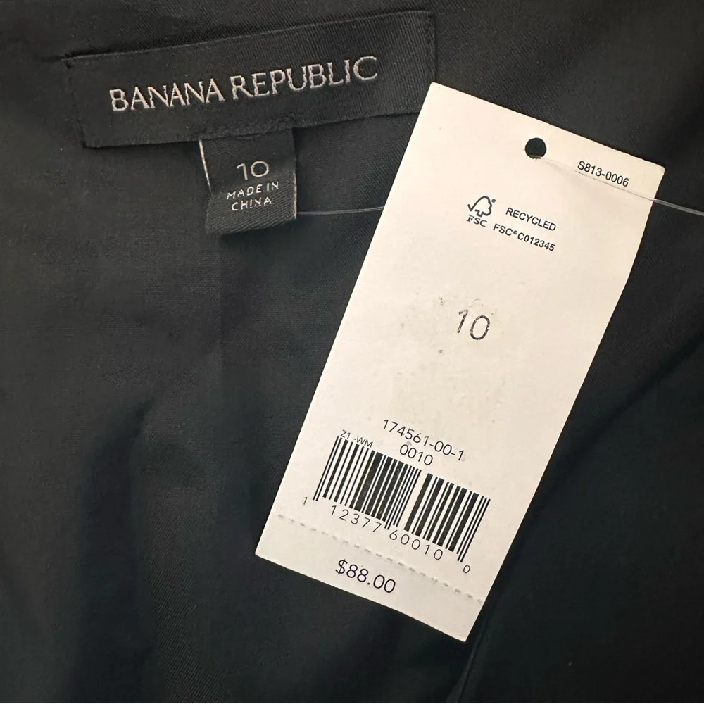 NWT Banana Republic Black Shirred Dropwaist Lined Tiered Ruffle Mini Skirt, 10